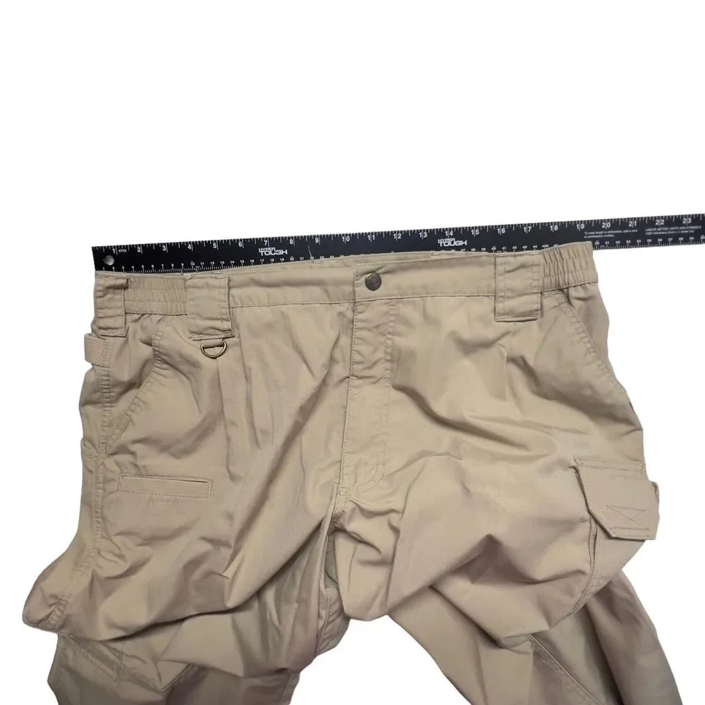 5.11 Tactical Series Pant Mens 40(38)x32 Khaki Tan‎ RipStop Cargo Elastic Waist